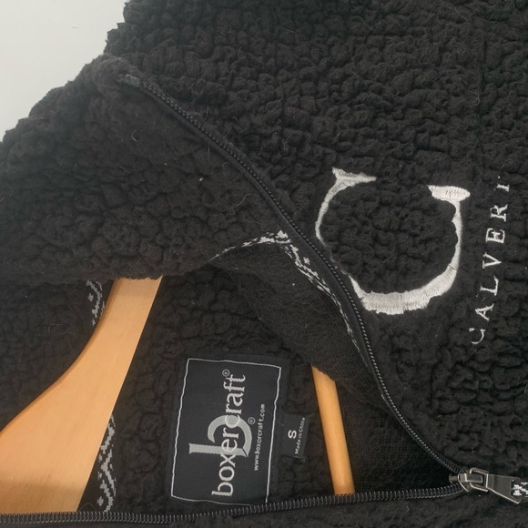 C Calvert Women's Solid Black Cozy Super Soft Zip Front Fleece Sweatshirt S - Picture 7 of 9